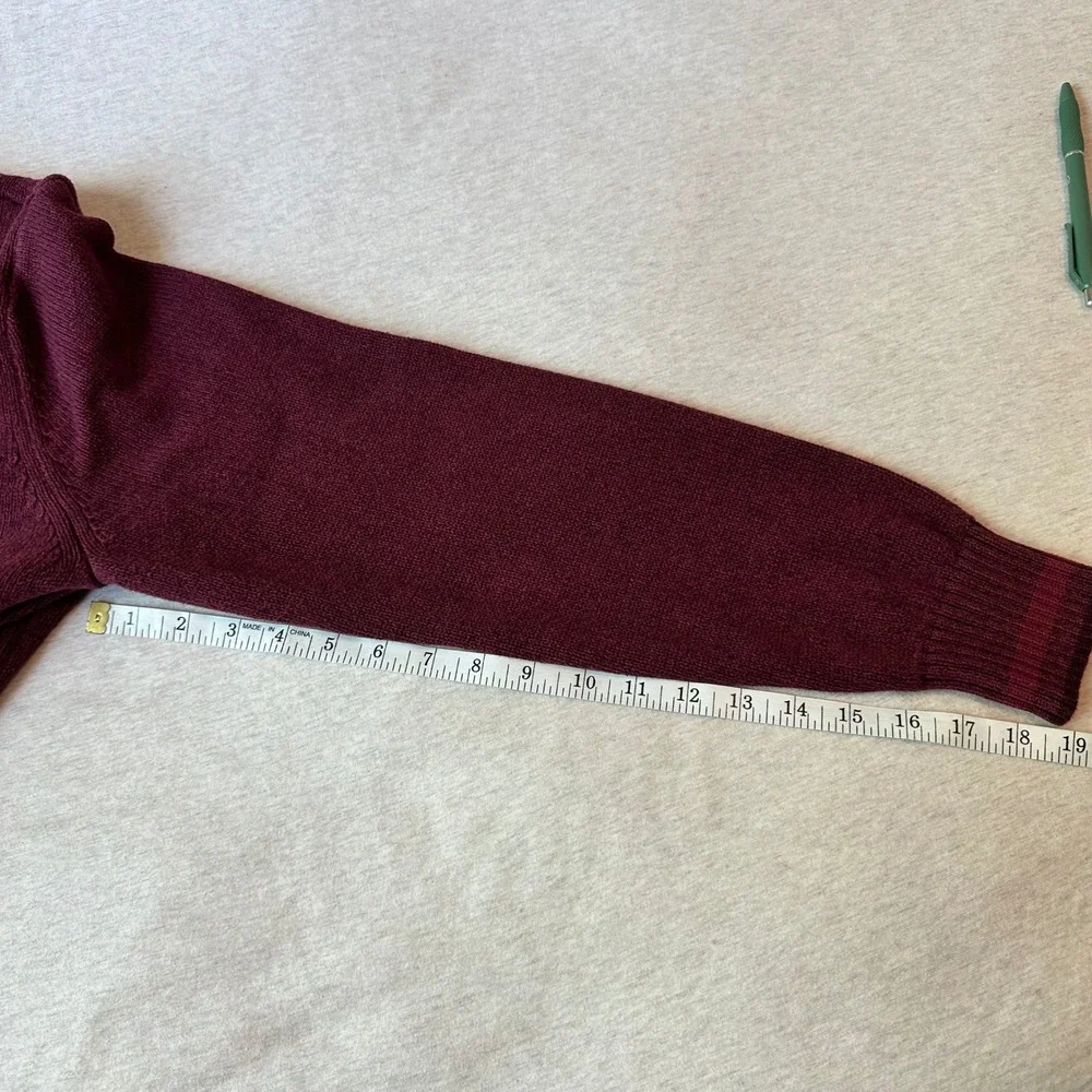 Eddie Bauer Mens‎ Large Burgundy Maroon 100% Cotton Crewneck Knit Sweater L